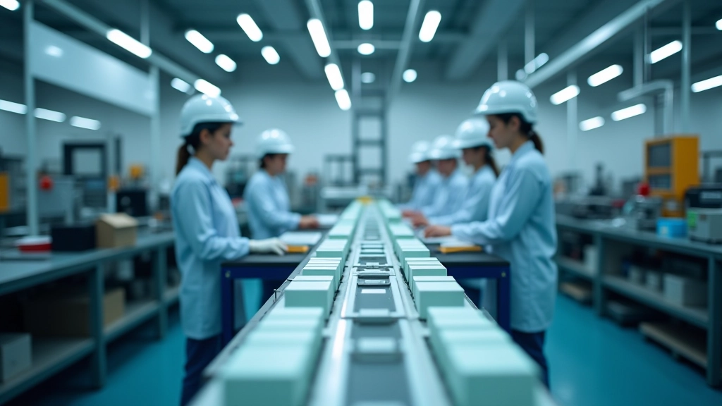 Chaîne de montage avec produits en cours de fabrication