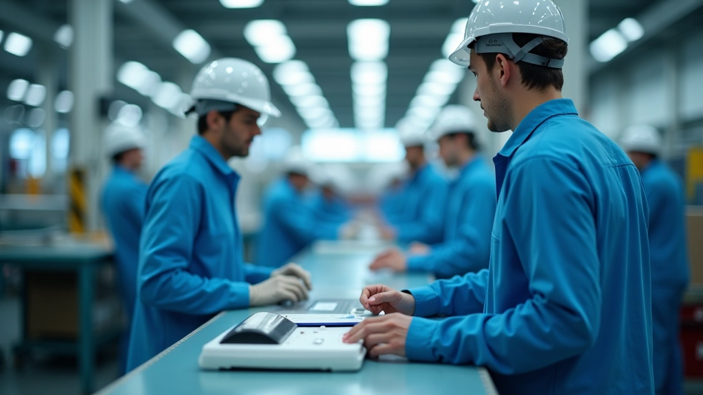 Usine moderne en Pologne avec équipements de fabrication de pointe, ouvriers travaillant sur les lignes de production