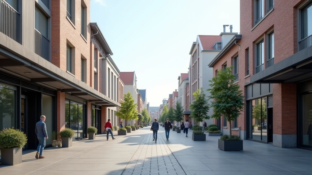 Communauté locale avec nouveaux équipements, bâtiments industriels restaurés, vie locale dynamique